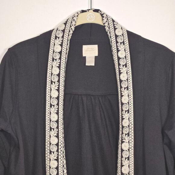 Lucky Brand Black Embroidered Open Front Wrap Cardigan. Size XS. - Picture 3 of 7